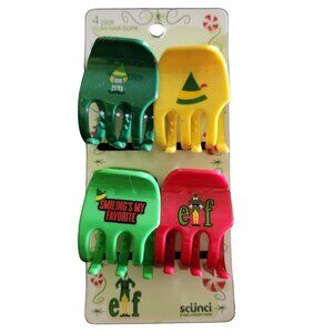 NEW Scunci Elf 4-Piece Holiday Hair Clips Christmas-Themed Multicolor Buddy